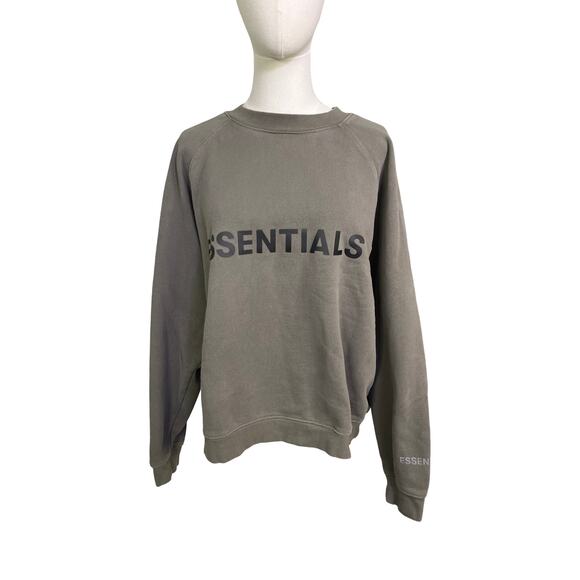 Fear Of God Essentials Crewneck Sweatshirt Taupe Gray Logo Size M - Picture 1 of 9